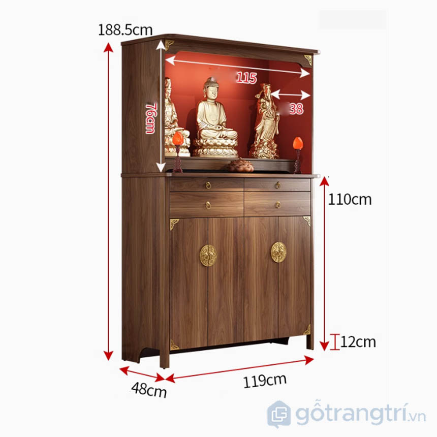 Mẫu tủ thờ chung cư hiện đại gỗ MDF GHS-52552