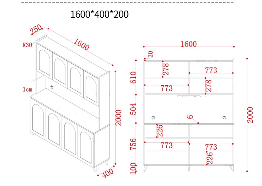 Kích thước chi tiết tủ đựng nồi chảo GHS-52544