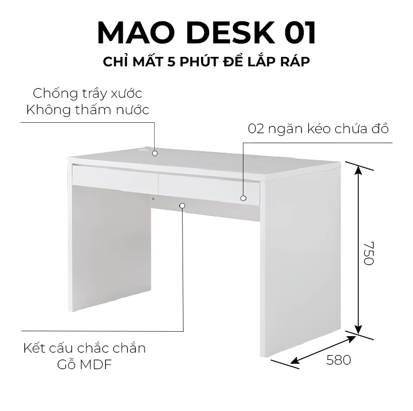 MAO DESK 01 &#8211; Sang Trọng, Hiện Đại, Đa Năng &#8211; 1,399,000đ Free Ship Toàn Quốc &#8211; Mua ngay !