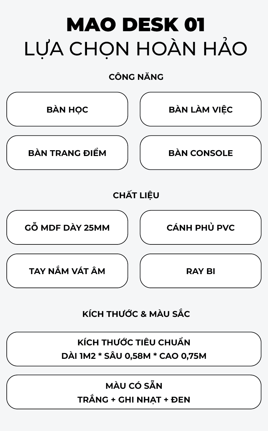 MAO DESK 01 &#8211; Sang Trọng, Hiện Đại, Đa Năng &#8211; 1,399,000đ Free Ship Toàn Quốc &#8211; Mua ngay !