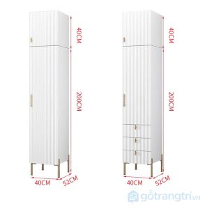 1 tủ quần áo sơn trắng cánh phay sọc