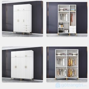 10 tủ quần áo sơn trắng cánh phay sọc