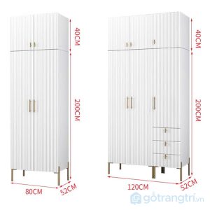 2 tủ quần áo sơn trắng cánh phay sọc