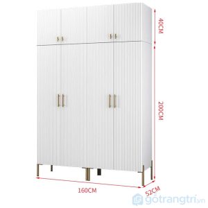 3 tủ quần áo sơn trắng cánh phay sọc
