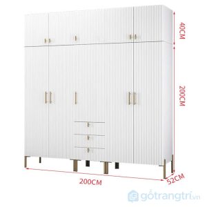 4 tủ quần áo sơn trắng cánh phay sọc
