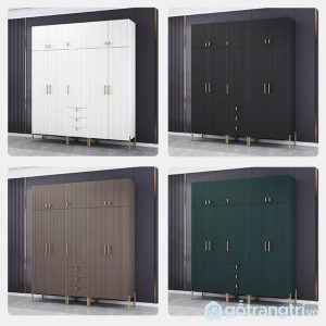 8 tủ quần áo sơn trắng cánh phay sọc