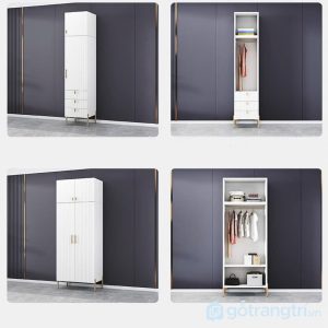 9 tủ quần áo sơn trắng cánh phay sọc