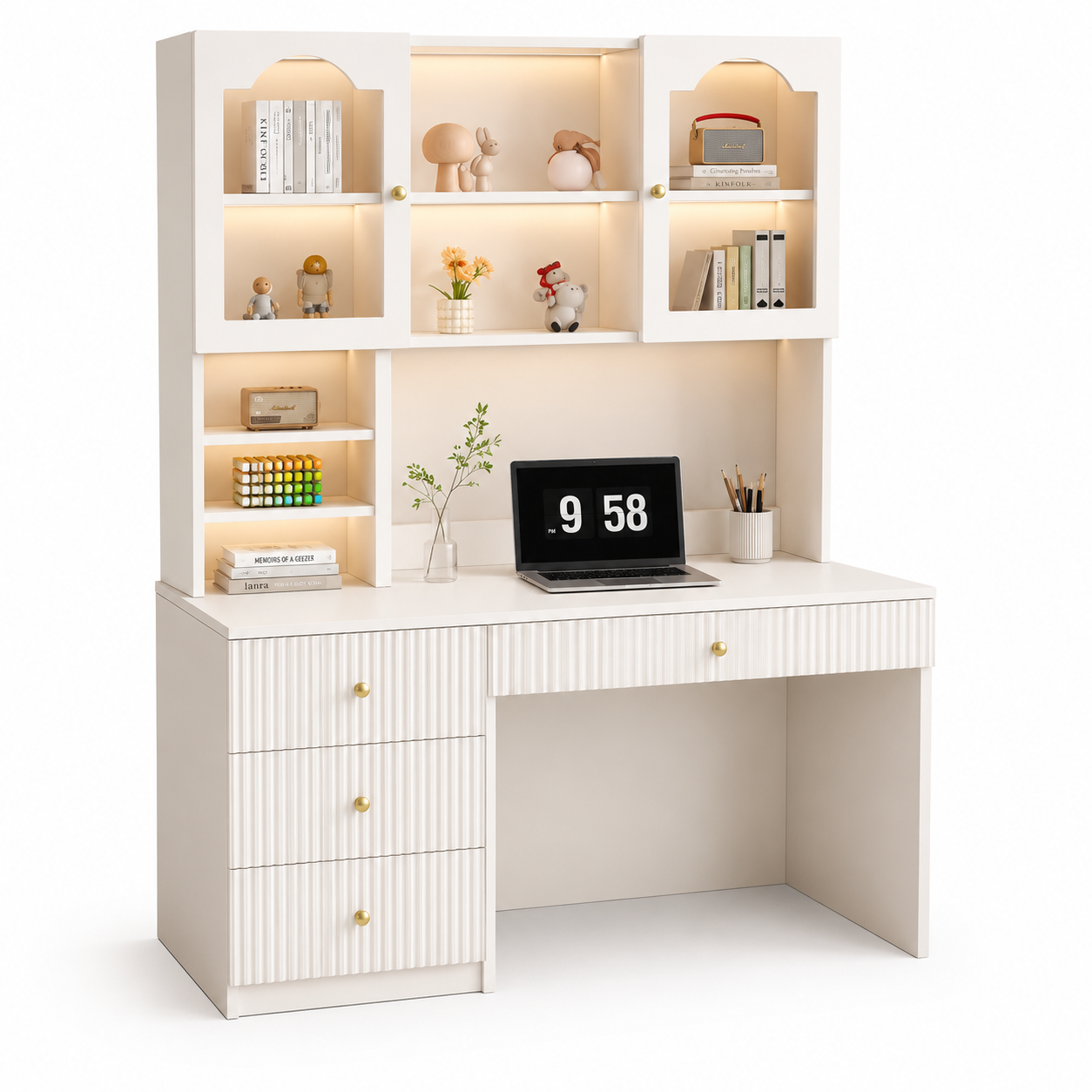 Bàn học gỗ MDF sơn trắng cao cấp GHS-41900 đẹp tinh tế