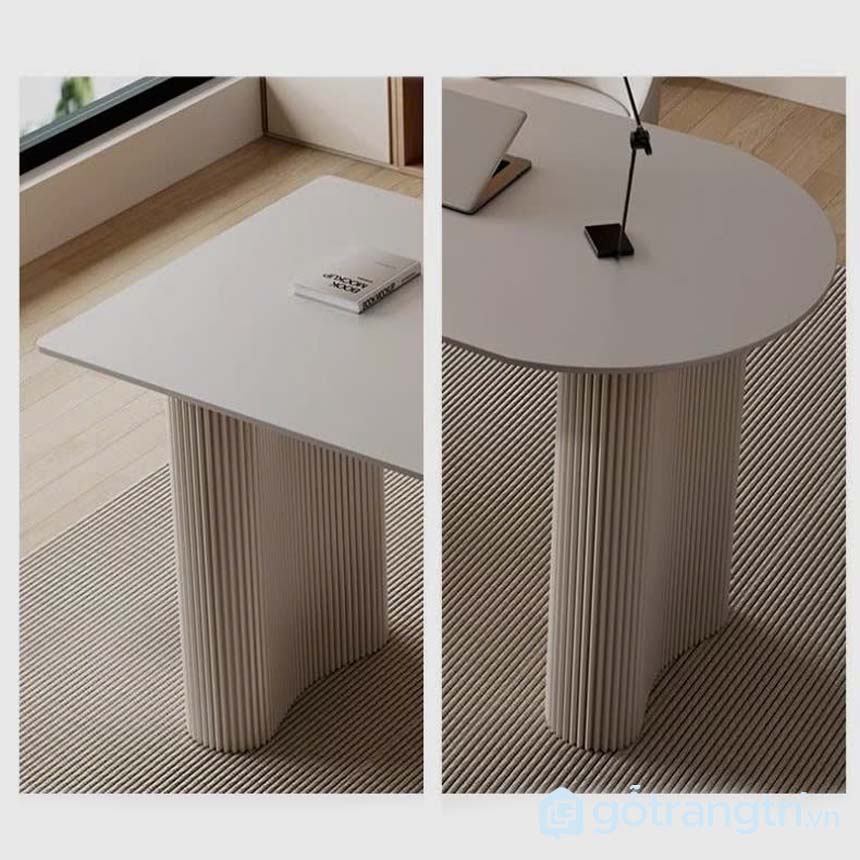 Bàn làm việc tone trắng bo cạnh