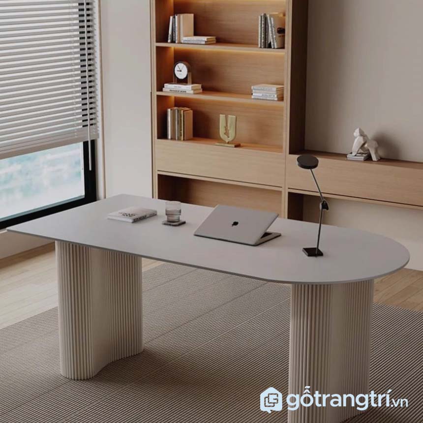Bàn làm việc tone trắng đẹp tinh tế