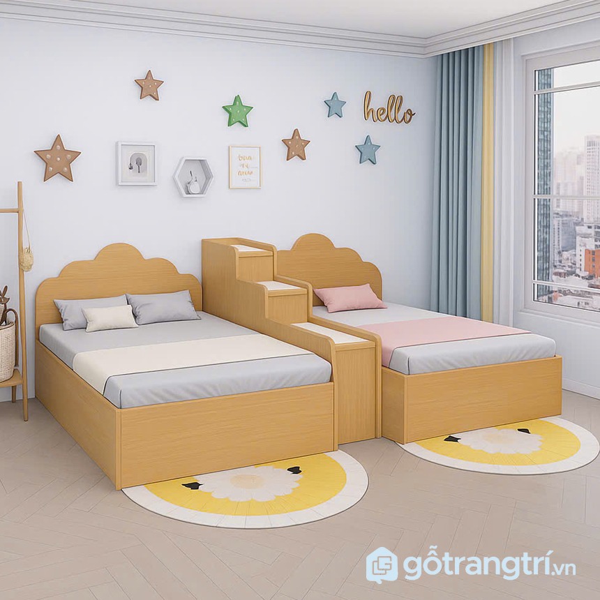 Giường đôi cho bé thiết kế tiện lợi GHS-9668