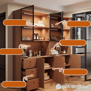 1 tủ sách gỗ cửa kính khung nhôm đen