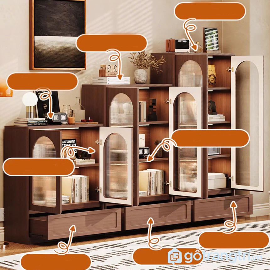 Tủ trưng bày sách bằng gỗ