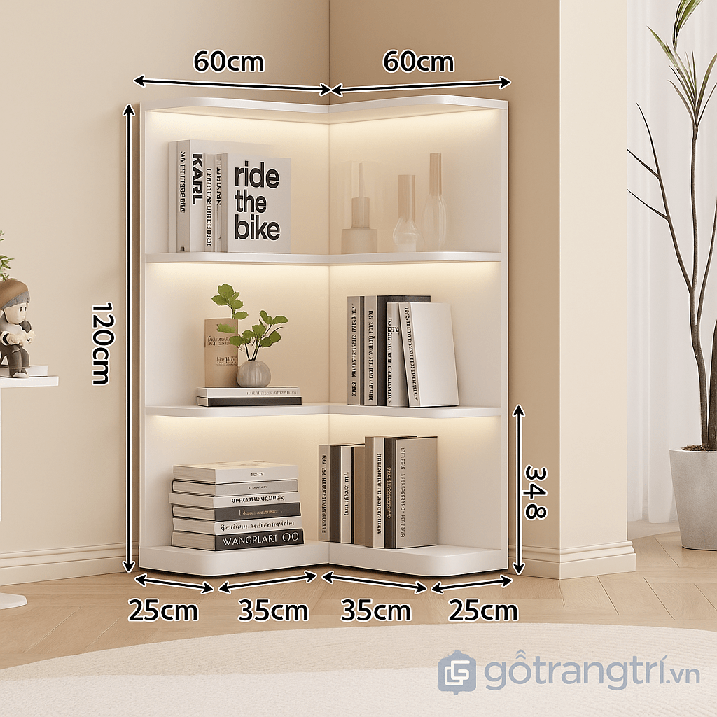 Kệ sách góc tường hiện đại GHS-2659