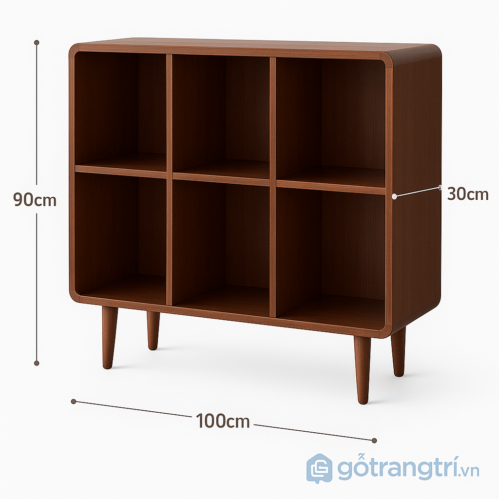 Kệ sách gỗ bo cong đẹp tinh tế và đa năng GHS-2650