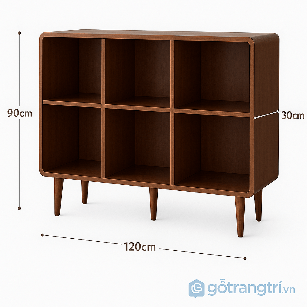 Kệ sách gỗ bo cong đẹp tinh tế và đa năng GHS-2650