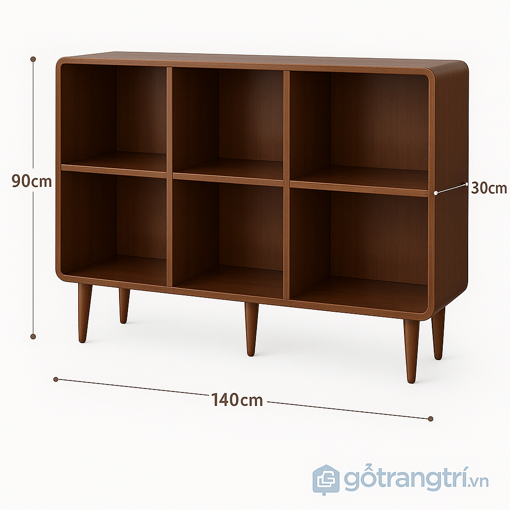 Kệ sách gỗ bo cong đẹp tinh tế và đa năng GHS-2650