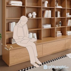 2 kệ gỗ để sách và đồ decor