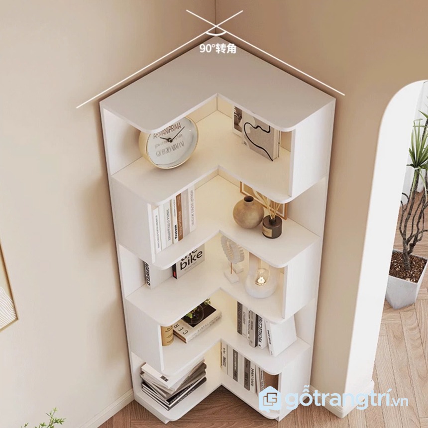 Kệ sách góc tường hiện đại