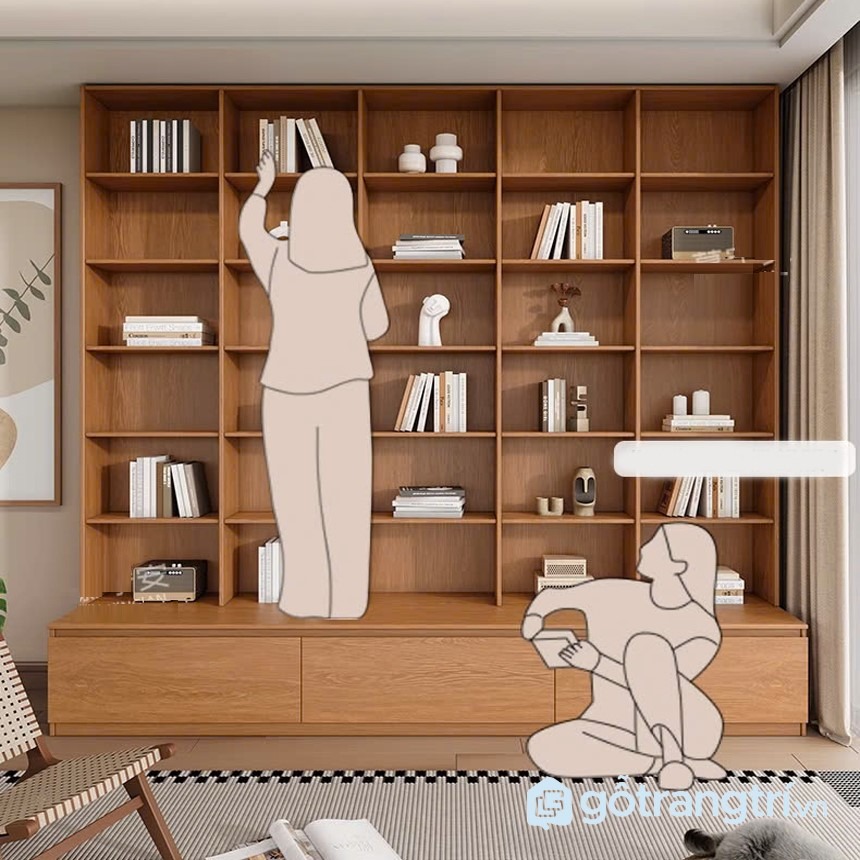 Kệ gỗ để sách và đồ decor
