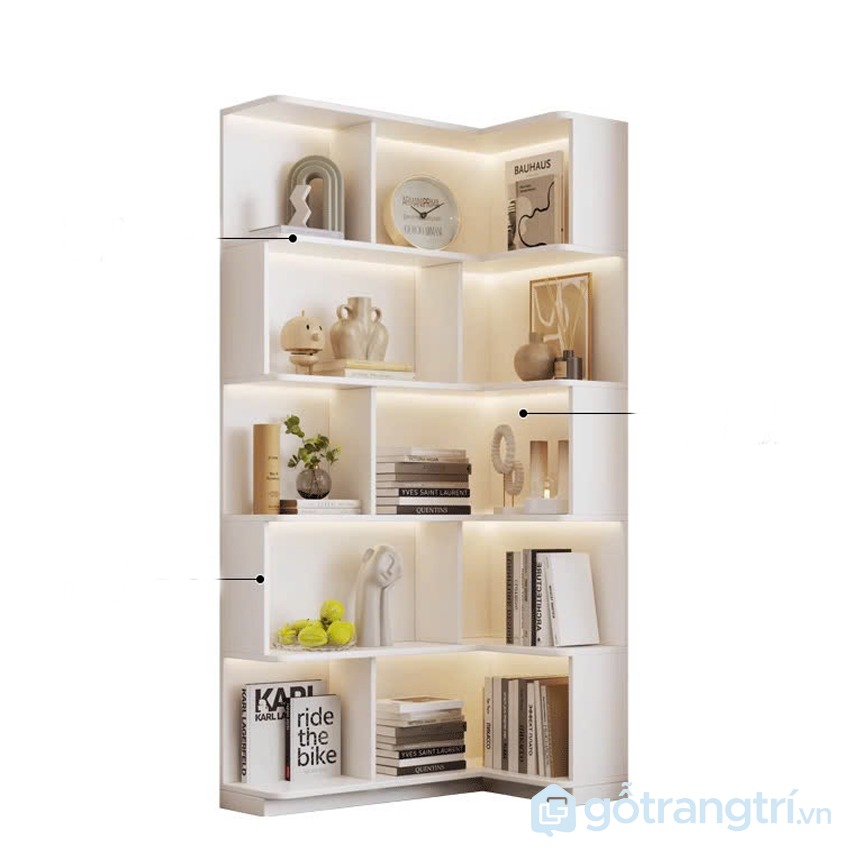 Kệ sách góc tường hiện đại