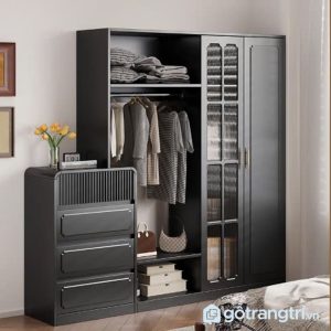 3 tủ quần áo gỗ màu đen hiện đại