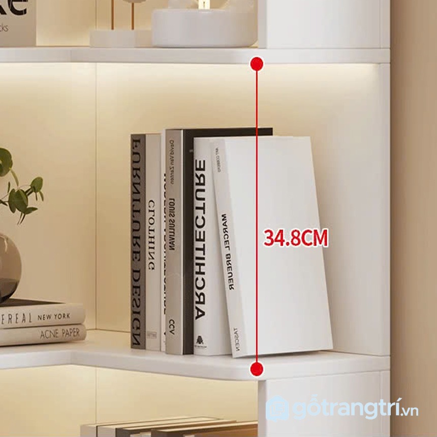 Kệ sách góc tường hiện đại