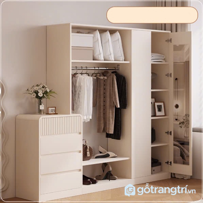 Tủ quần áo hiện đại bo cạnh thiết kế sang trọng GHS-52609