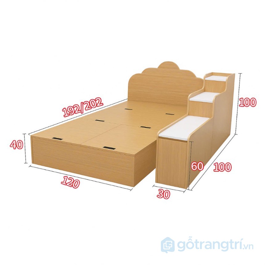 Giường đôi cho bé thiết kế tiện lợi GHS-9668