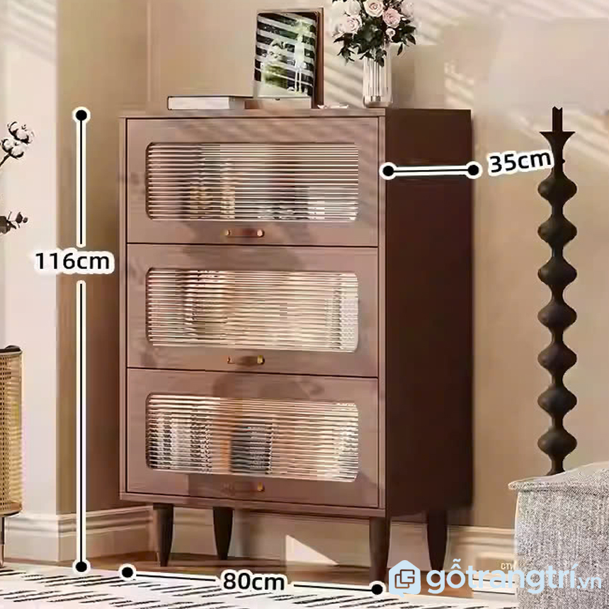 Tủ sách cửa kính gỗ