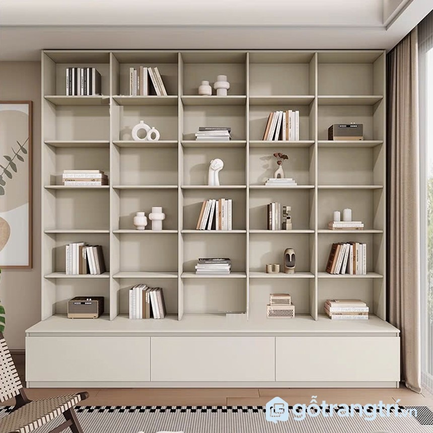 Kệ gỗ để sách và đồ decor