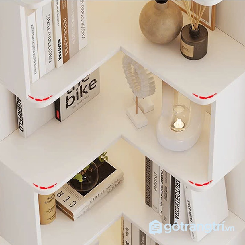 Kệ sách góc tường hiện đại