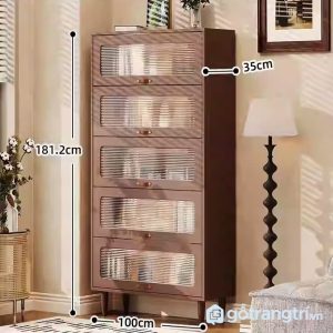 6 tủ sách cửa kính gỗ