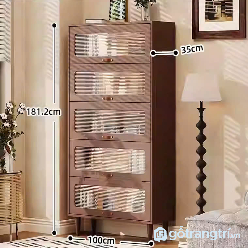 Tủ sách cửa kính gỗ
