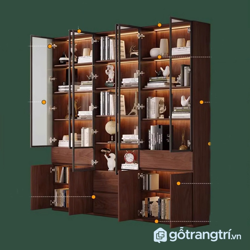 Tủ sách gỗ công nghiệp cao cấp thiết kế sang trọng GHS-2651