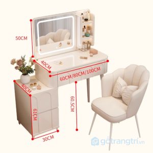7 bàn trang điểm có gương LED và kệ mỹ phẩm