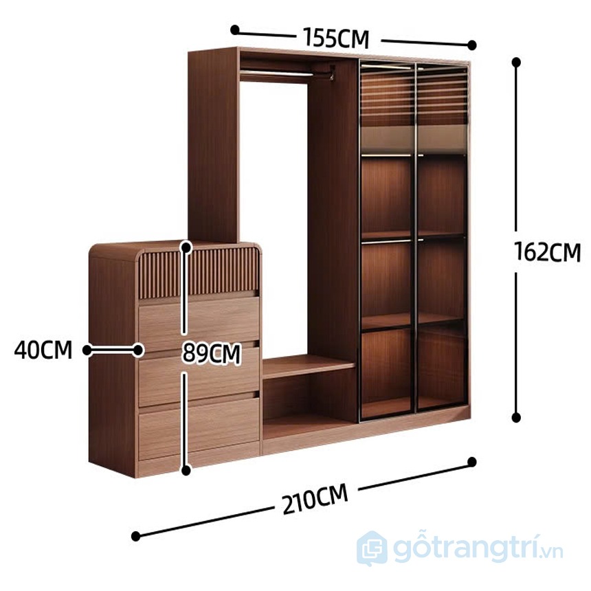 Tủ quần áo thông minh tiết kiệm diện tích GHS-52606