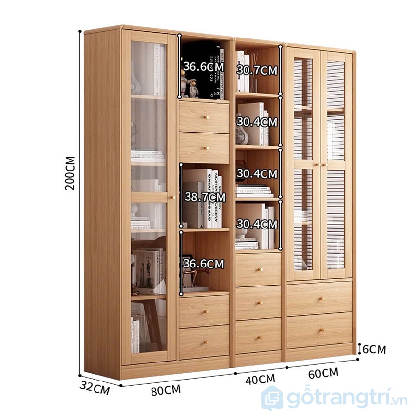 Tủ sách phòng làm việc tối giản, kiểu dáng thanh lịch GHS-2652