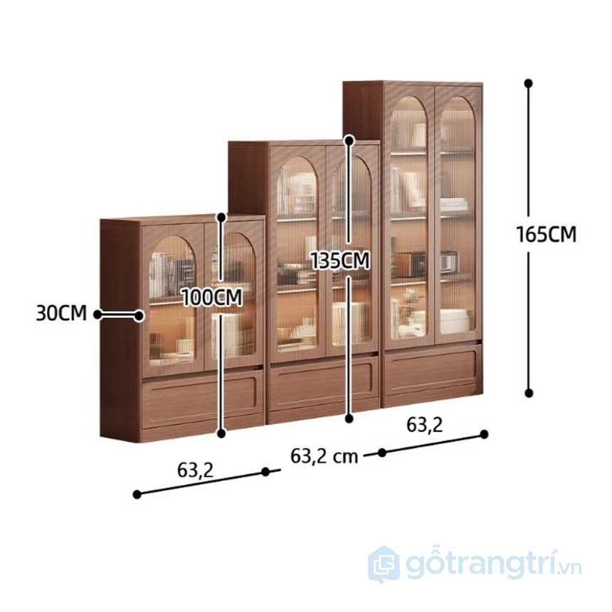 Tủ trưng bày sách bằng gỗ