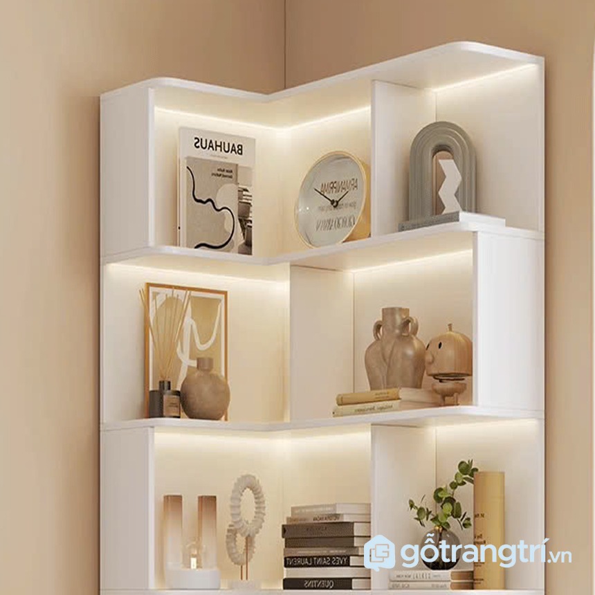 Kệ sách góc tường hiện đại