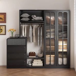avar tủ quần áo gỗ màu đen hiện đại