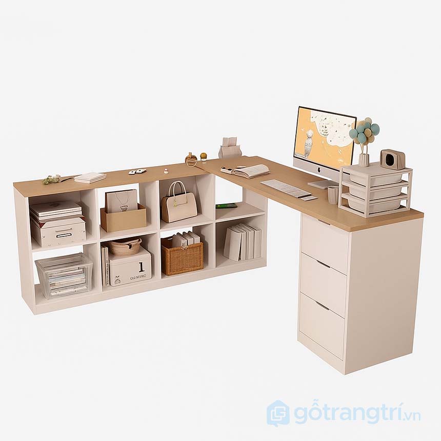 Bàn học góc chữ L tiện lợi GHS-42004