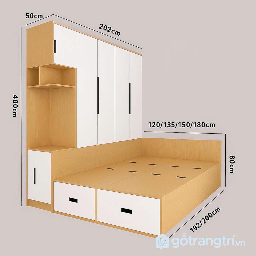 Giường tầng đôi không tầng trên thông minh GHS-9365