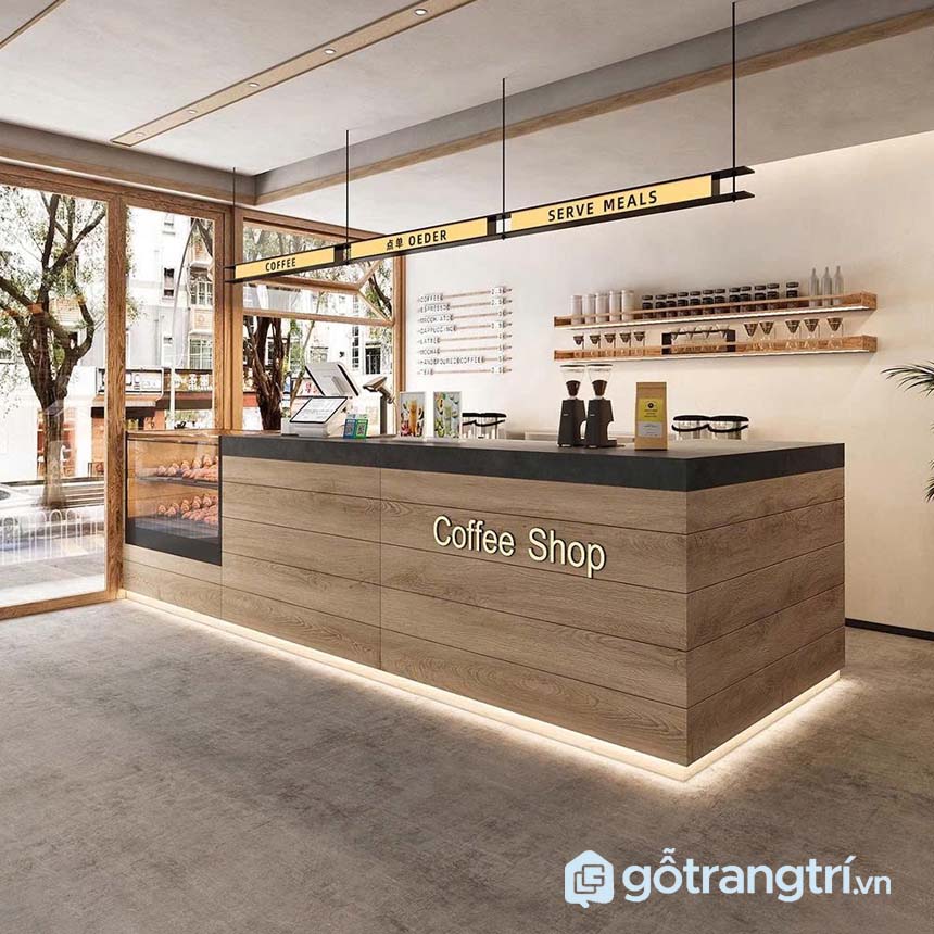 Quầy pha chế cafe nhỏ/chữ L gọn đẹp GHS-41990