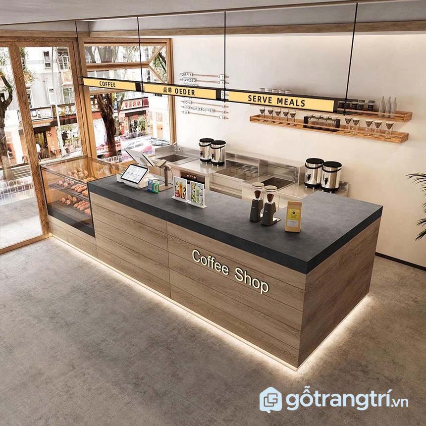 Quầy pha chế cafe nhỏ/chữ L gọn đẹp GHS-41990