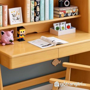 3 bàn học liền giá sách gỗ tự nhiên