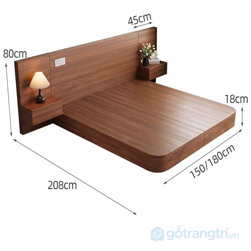 Giường ngủ bệt có tab đầu giường