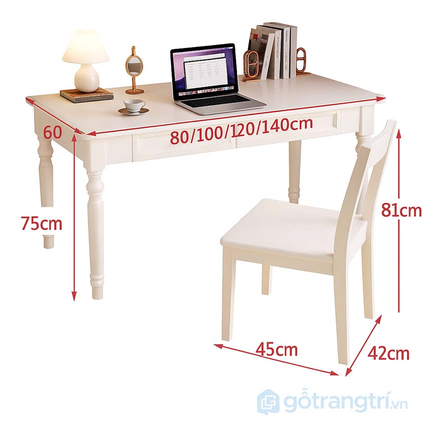Bàn làm việc tân cổ điển có ngăn kéo