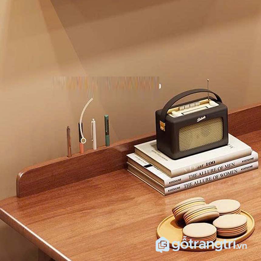 Bàn làm việc gỗ tự nhiên liền giá sách