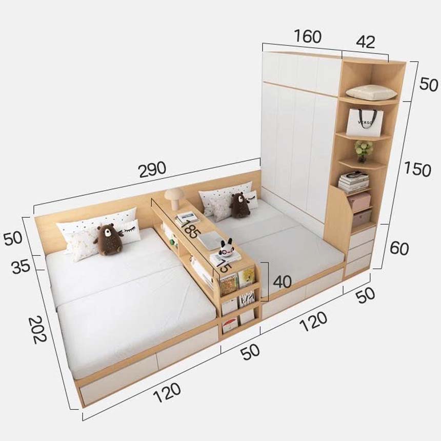 Giường đôi cho 2 bé GHS-9366